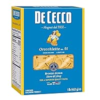 Vista 1 de De Cecco Pasta Orecchiette No. 91, 16 onzas, auténtica, de secado lento, hecha con trigo duro, pasta versátil para salsas y recetas, fabricada