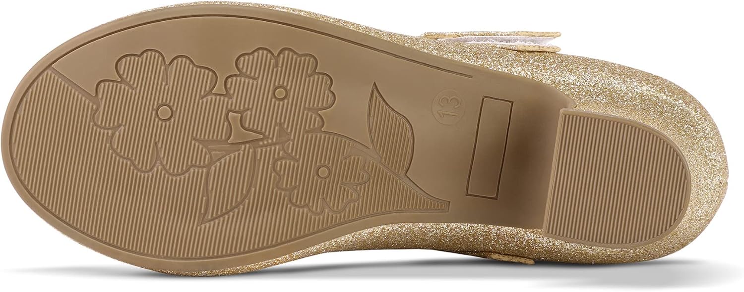 K KomForme Mary Jane Shoes with Low Heel Rhinestones Princess Flats Dress Pump Shoes for Little Kid/Big Kid - Image 6