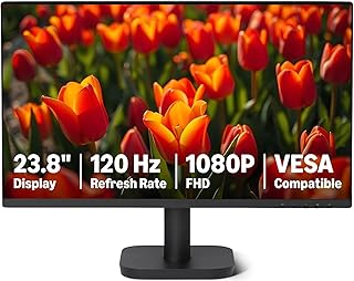 Amazon Basics Monitor de computador de 61,0 cm, 120 Hz, FHD 1080P, compatível com HDMI, DP, VGA, VESA, para escritório e casa, preto