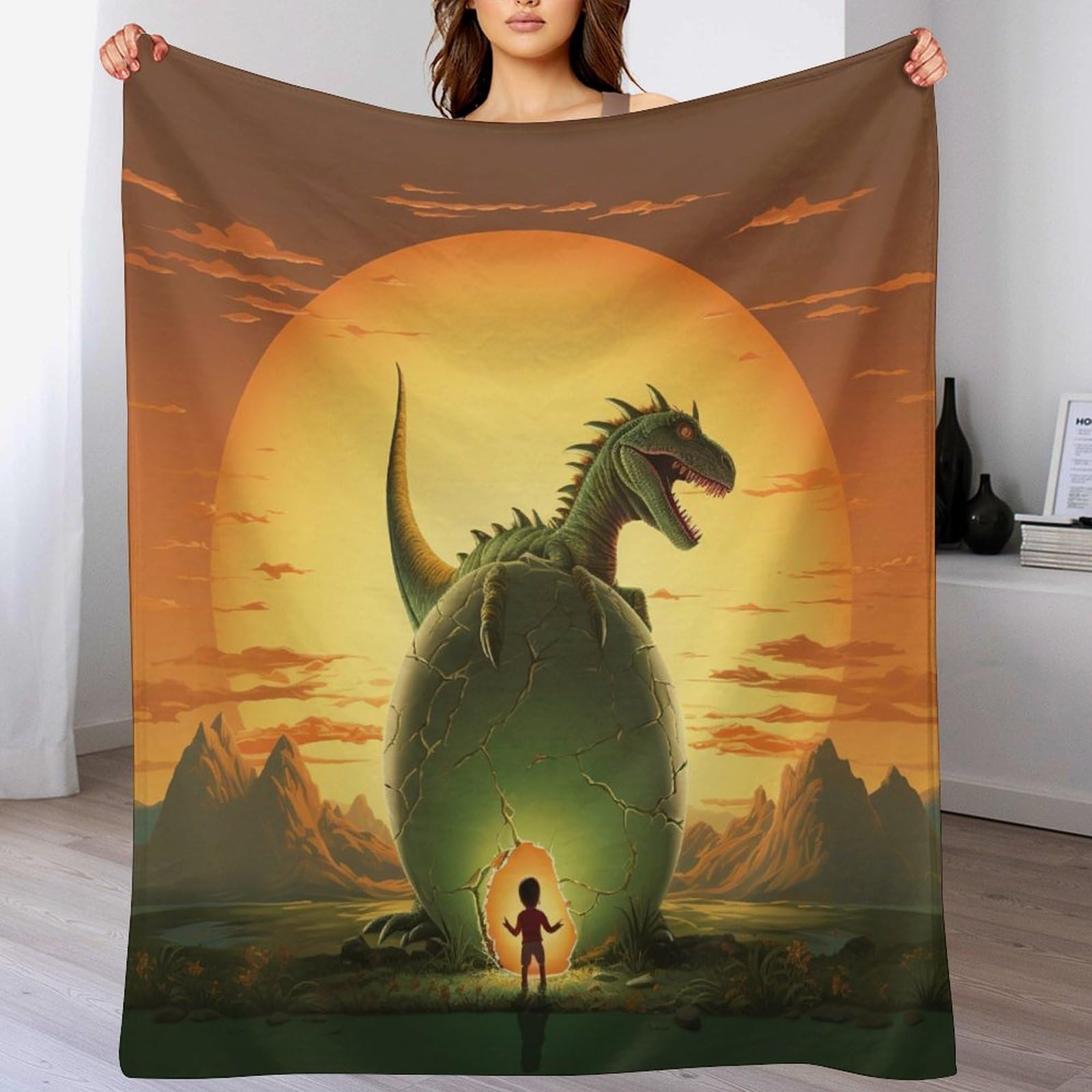 Couverture canapé motif dinosaure pour soirées cinéma en famille - Plaid flannel enfant