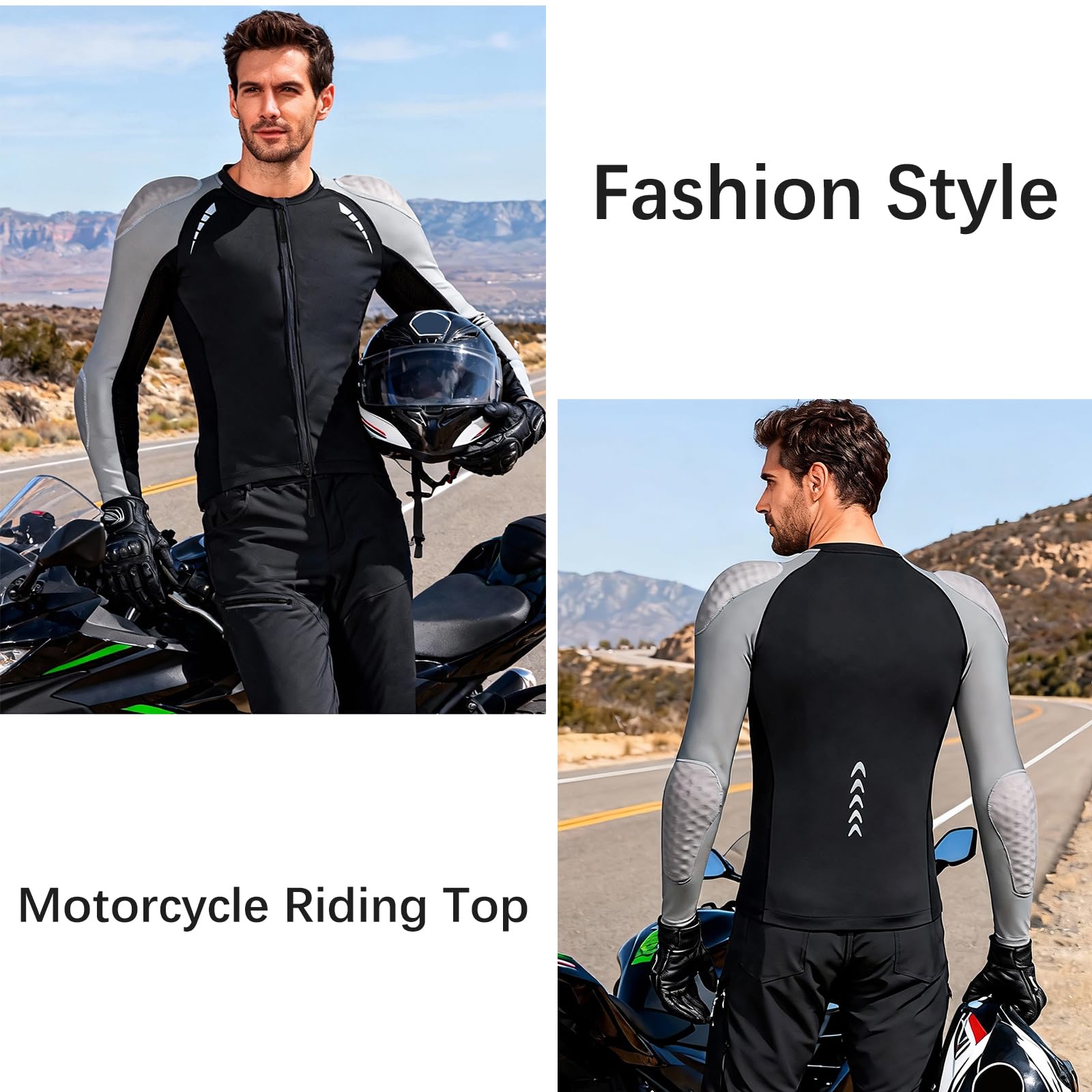 Giacca Moto Mesh Estate Uomo, Maglia Corazzata Moto Traspirante con 7 Protezioni, Alta Elasticità Leggera Riflettente Pendolare Urbano Guida Fitness Palestra Abbigliamento