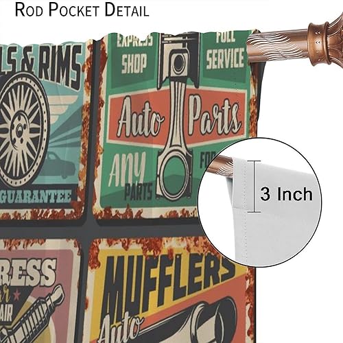 Miniatura 7 de Cortinas retro para automóvil, diseño de ruta 66, diseño de retazos, patrón de retazos, cortinas opacas para decoración del hogar, para sala de