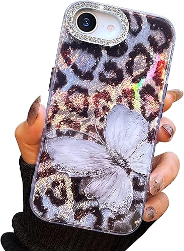 Miniatura 134 de I-MGAE-IN-AR - Funda diseñada para iPhone 12 y 12 Pro, diseño de mariposa plateada brillante, funda protectora de poliuretano termoplástico, suave,