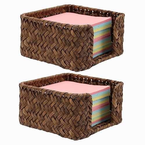 Seagrass Sticky Note Holder,2 Pack Woven Post It Note Dispenser