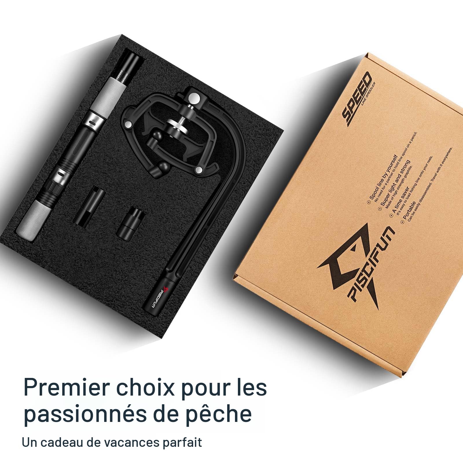 AKLOSIPY Bobine De Ligne Portable – Enrouleur 16,5 Cm, 4 Trous Pour Canne, Capacité 500 M, Réglage Par Vis