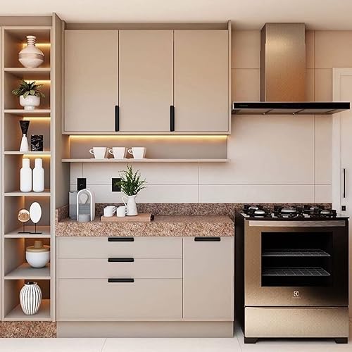 Miniatura 6 de APACALI 12 tiradores de gabinete de 6 pulgadas, manijas de cajón con borde de dedo negro, manijas de aluminio para montaje trasero, manijas de cajón