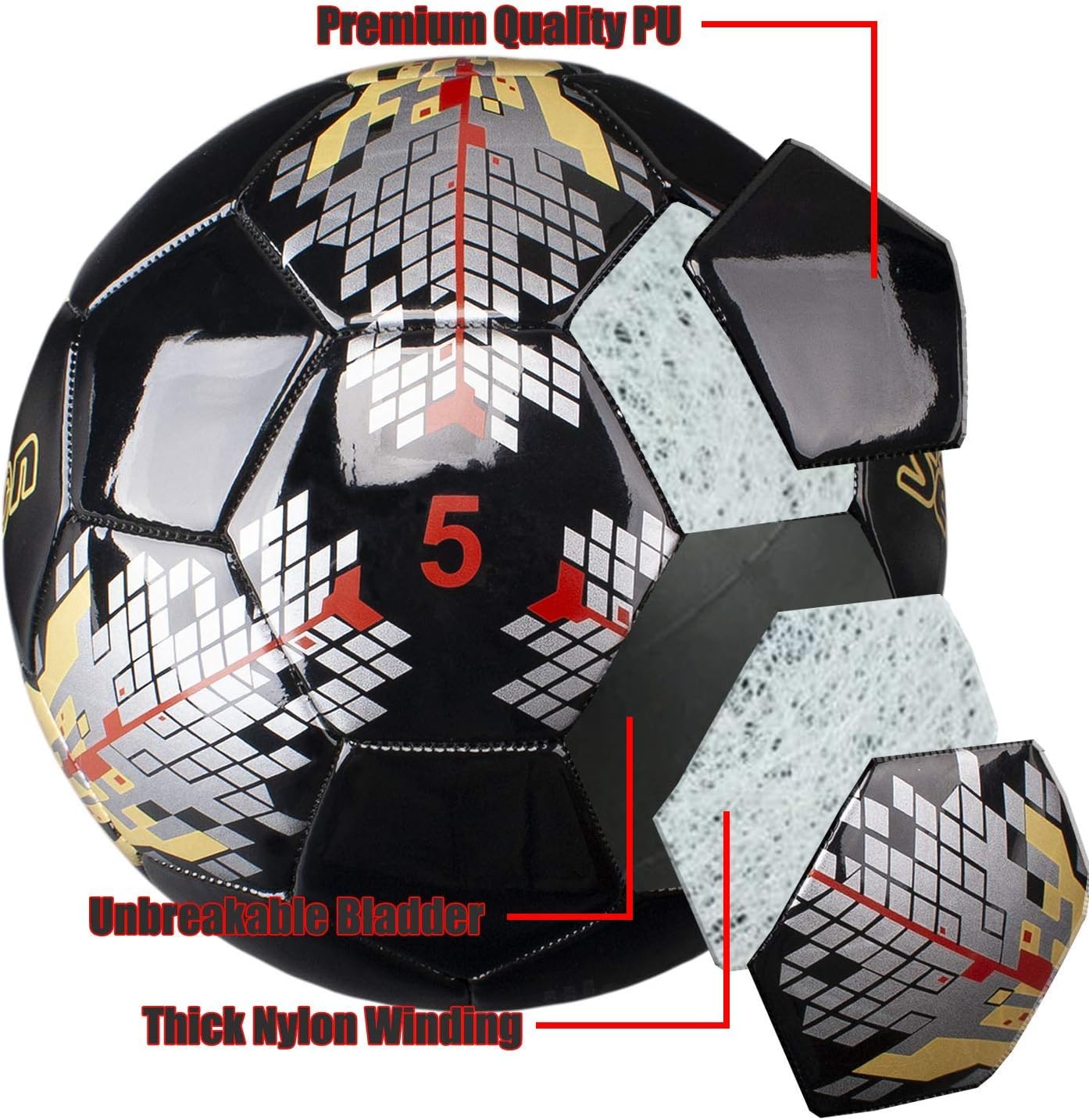 Senston Soccer Ball Size 3 & Size 4 & Size 5 for Kids and Adult Official Match Training Soccer Ball with Pump