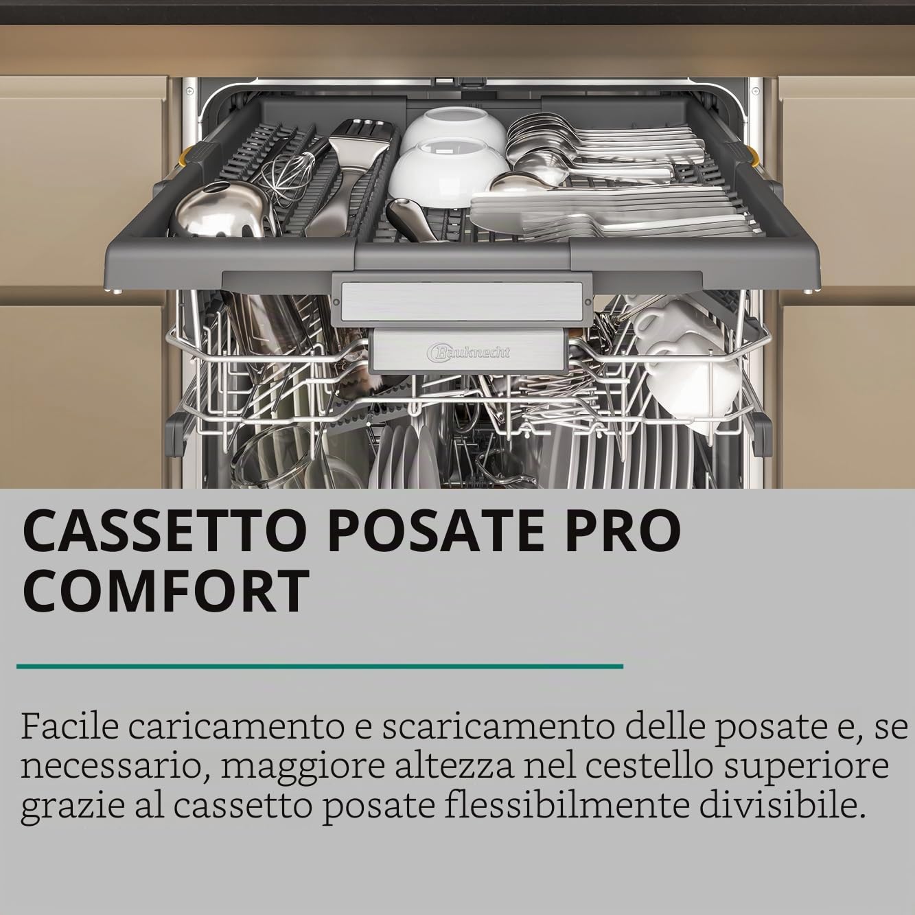 Bauknecht B7U HS51 X Lavastoviglie sottopiano/60 CM/15 Su misura/PowerClean Pro-Efficaci ugelli ad alta pressione/Natural Dry-Automatic Porte Apertura Migliore Asciugatura/MaxiSpace-Più Interno