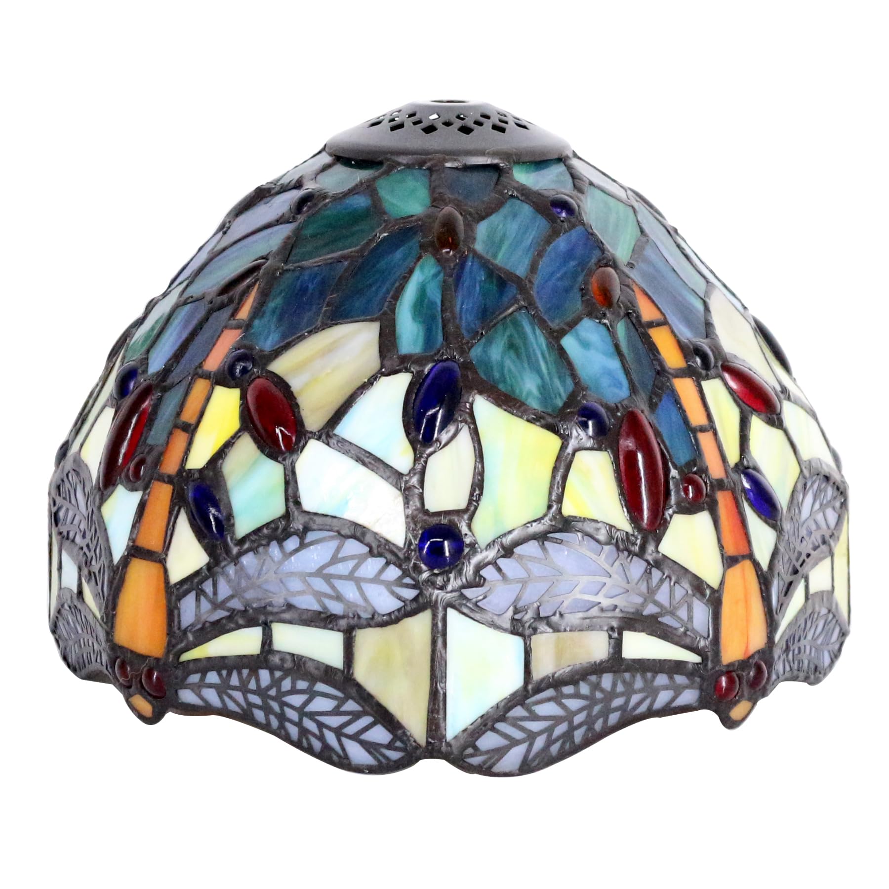 8 Inch Small Tiffany Lamp shade Replacement Only(Blue Yellow Dragonfly)