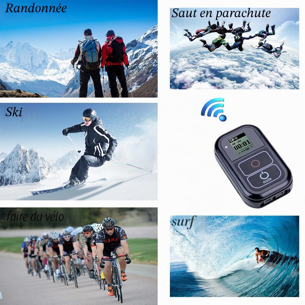 Télécommande sans Fil Suptig, télécommande Intelligente, Compatible avec GoPro Hero8/Hero 7 Black/Hero 6/ Hero 5/5session/4/4S/3+/3, étanche 2 mètres.