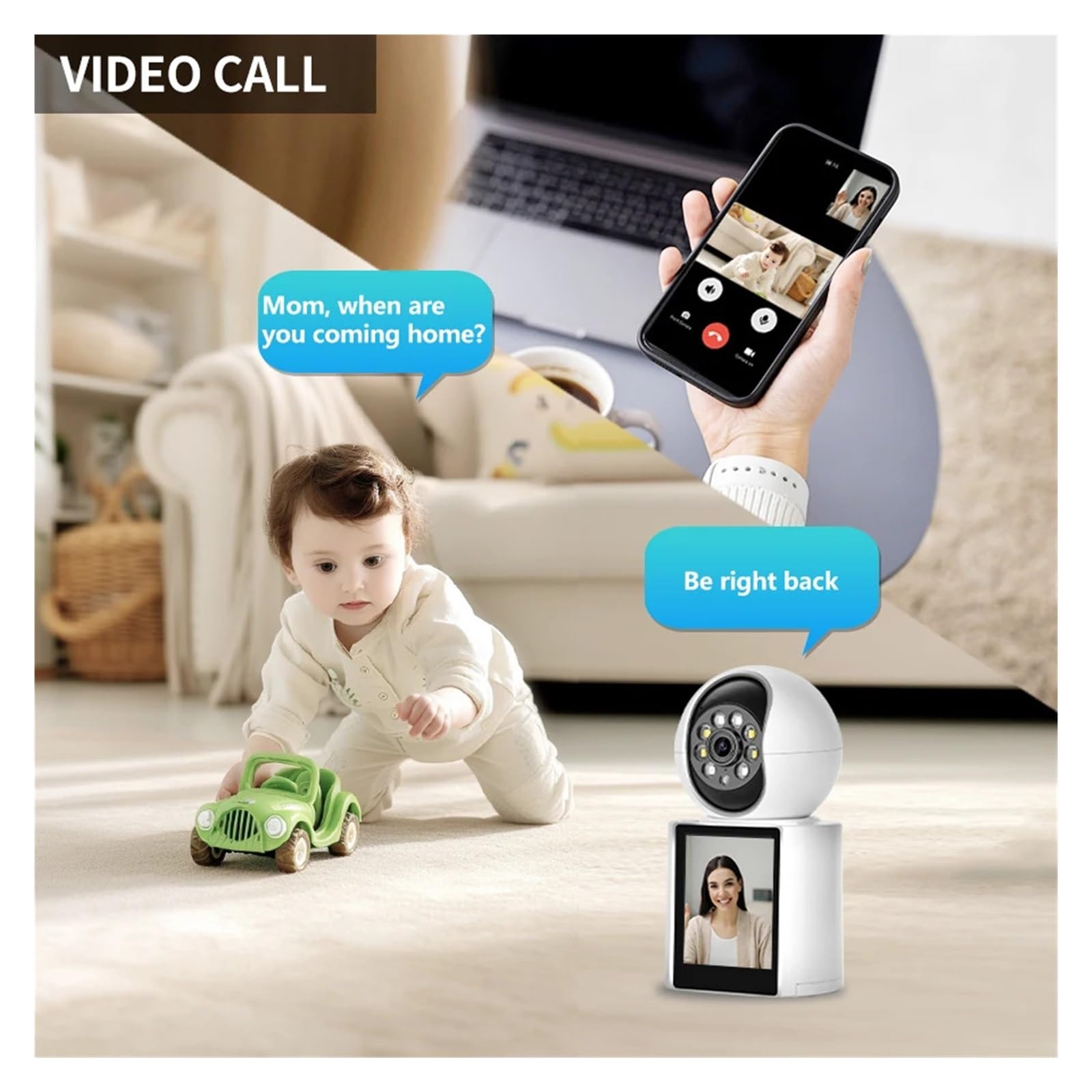 Telecamera di sicurezza for baby monitor PTZ wireless da 3 MP