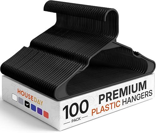Miniatura 10 de HOUSE DAY Perchas de Plástico Premium Paquete de 10, Perchas para Ropa que Ahorran Espacio, Colgador Resistente para Abrigos - Organizadores