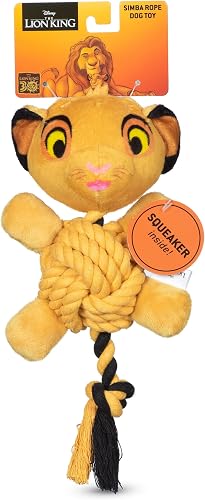 Disney for Pets The Lion King Simba Knotty Rope Pet Toy with Squeaker, 9in | Disney Dog Toys | Rope Tug Toy for Dogs Inspired by Simba of The Lion King