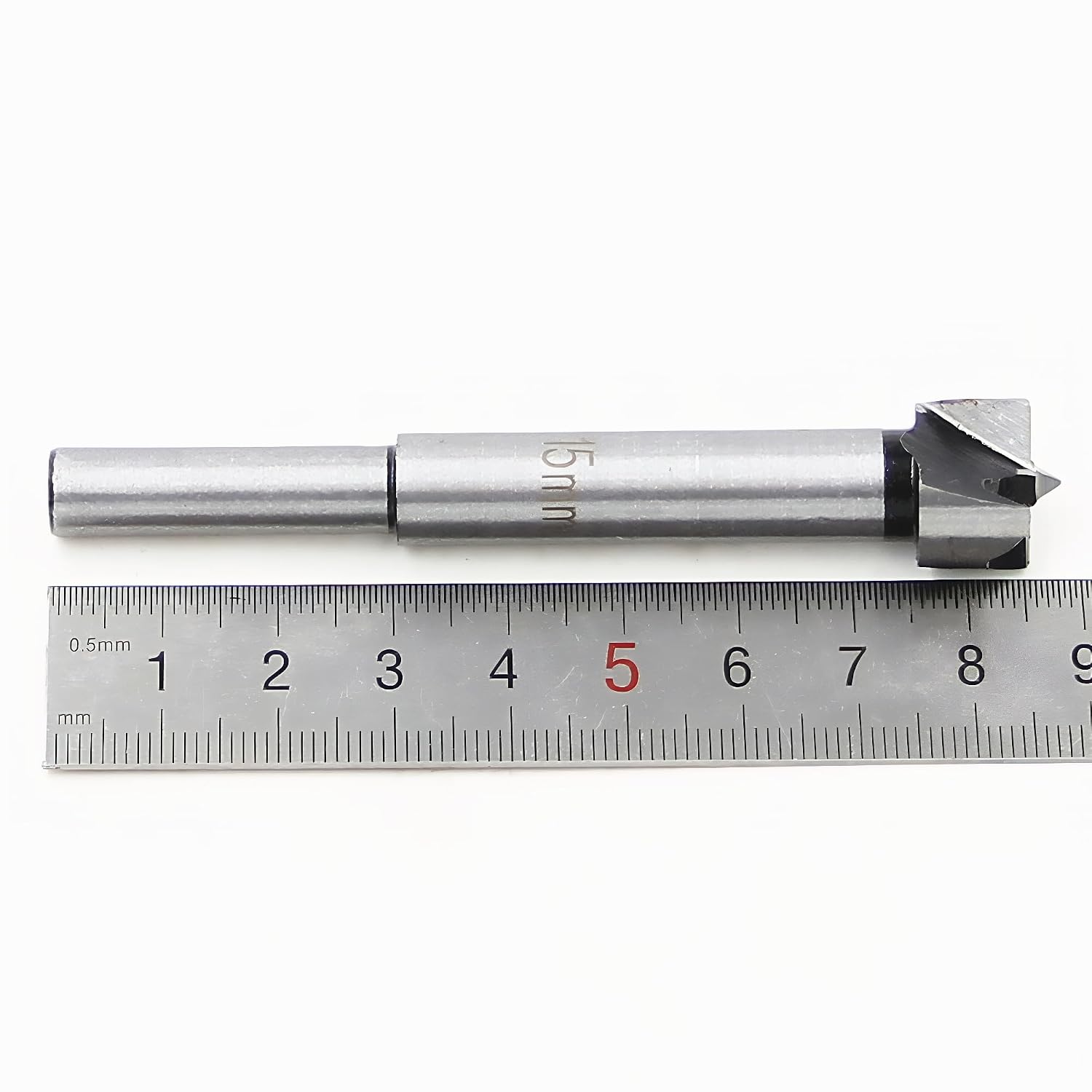 Meichoon Forstner Bit Set Wood Drill 15-35mm 5pcs Carbide Forstner Bits High Speed Steel Flat Wing Drilling Hole Hinge Cemented Carbide Carbon Woodworking Drill Bit Counterbore with Blister Pack DC03