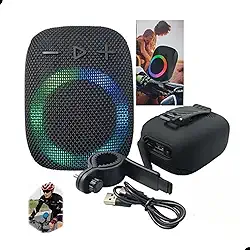 Mini Caixa de Som Para Bike Moto, Visor Led, Portatil, Guidao Bike/Moto, Bluetooth, Radio FM, Som Potente, 5w, 1200Amh, Bateria Duravel, Resistente a Agua, com Suporte, Original, Cores Sortidas