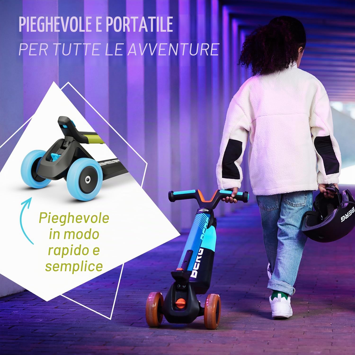 BERG Nexo - Monopattino pieghevole, colore: Lime