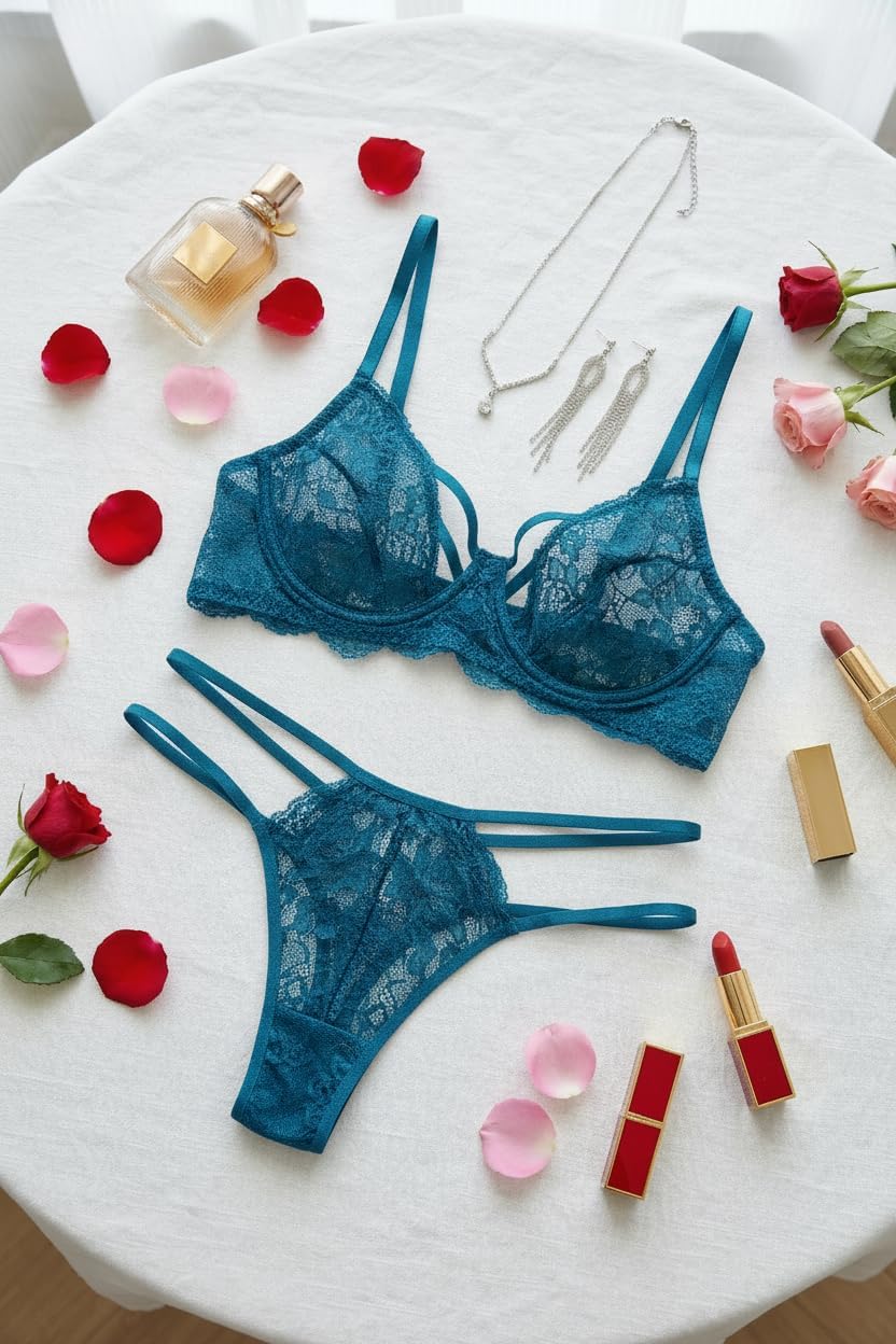 Avidlove Lingerie Sets for Women Sexy Lace Bra and Panty Set Wireless 2 Piece Lingerie Outfit - Image 6