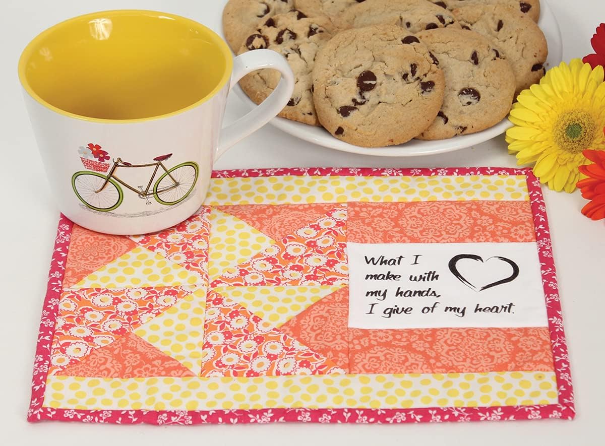 June Tailor Inspirational Mug Mats -- Quilty Fun,White