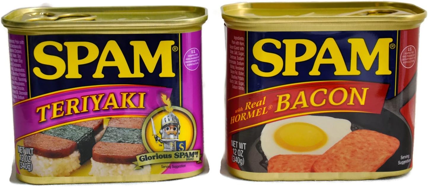 Hungry Jack SPAM Can Bundle - Teriyaki and Bacon Flavor 12oz each (340g) Luncheon Meat