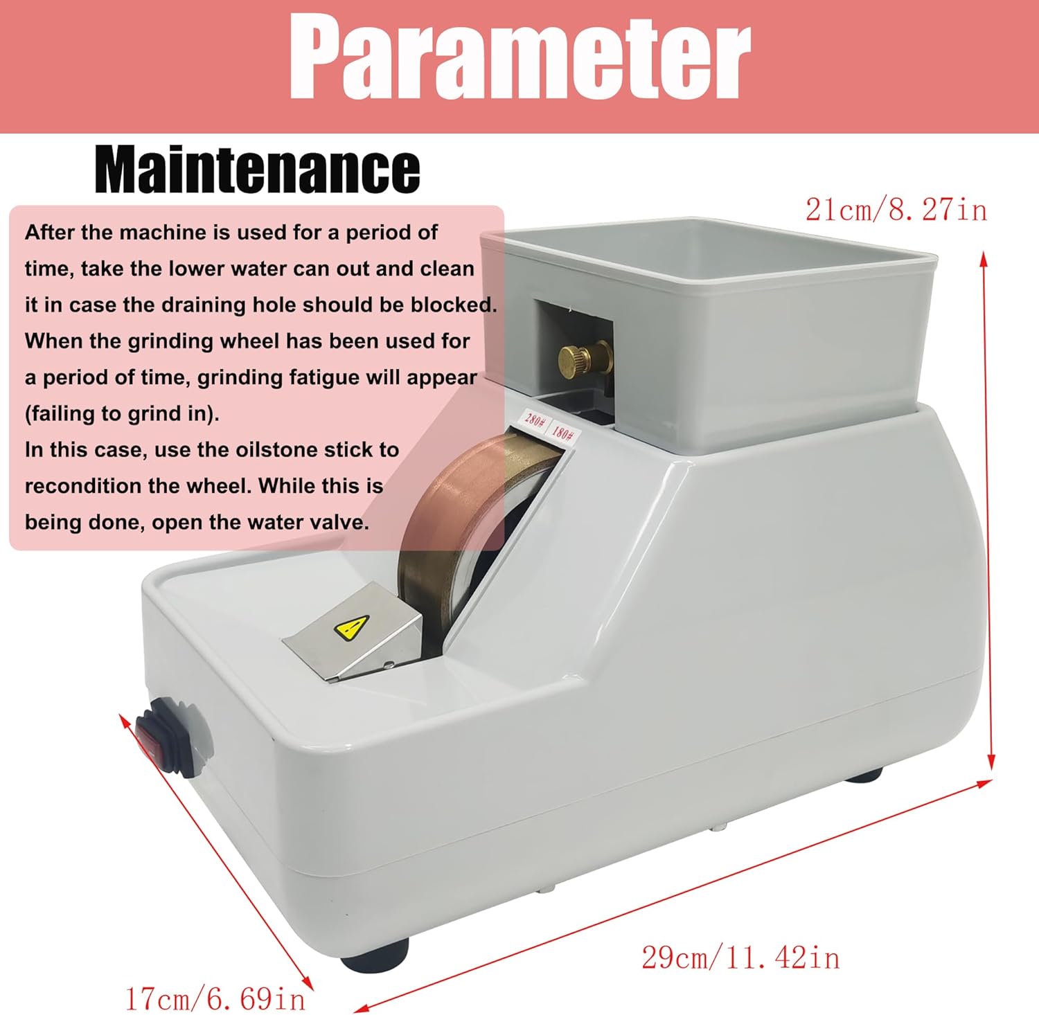 Hand Mill Edging Machine Optical Hand Edge Grinder Manual Optical Lens Edger Eyeglasses Lens Hand Edger and Polisher Lens Grinder Eyeglasses Grinding Machine 110V with Diamond Wheel 280/180#