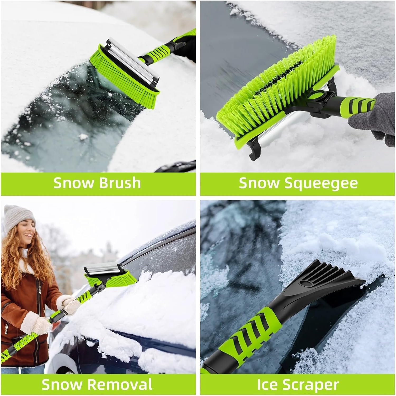 Ultimate Car Snow Cleaner,2-in-1 Ice Scraper & Brush with Extendable Handle, Effortlessly Clear Windshield in Winter
