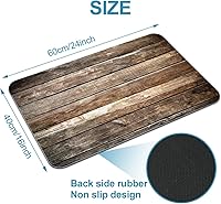 Vista 2 de Alfombra de baño antideslizante lavable para baño, ducha, bañera, grano de madera marrón, 16 x 24 pulgadas