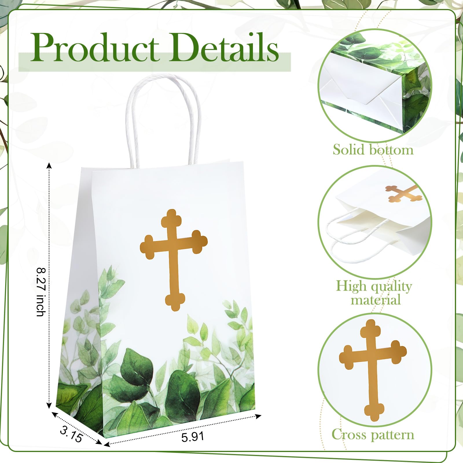 Dinifee 50 Pcs Baptism Gift Bag Christening Religious Party Bags Bulk First Communion Gifts for Boys Girls Christening Baby Shower