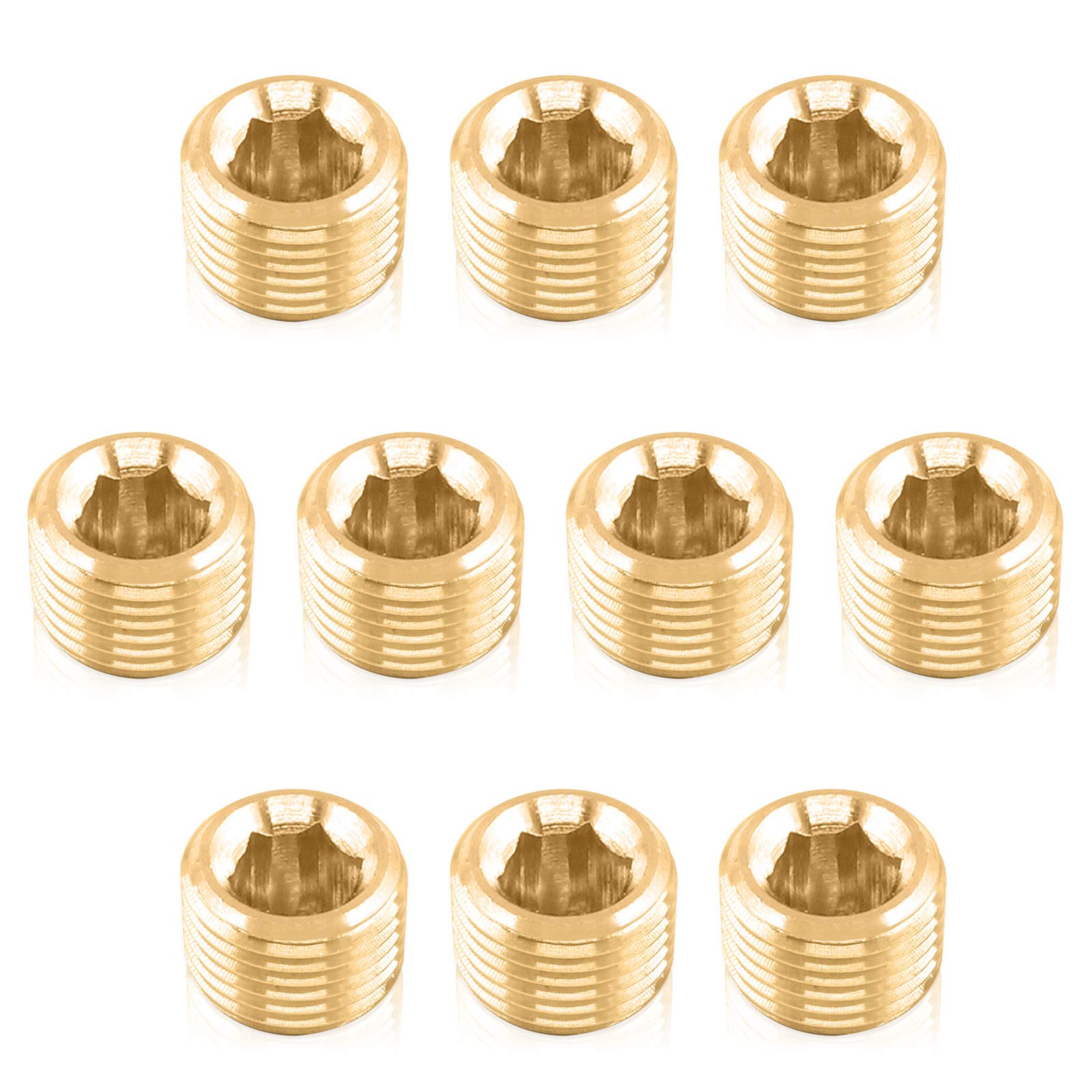 Hilitchi 10Pcs Brass Pipe Fitting Pipe Plug Fitting NPT Male Plug (1/8)