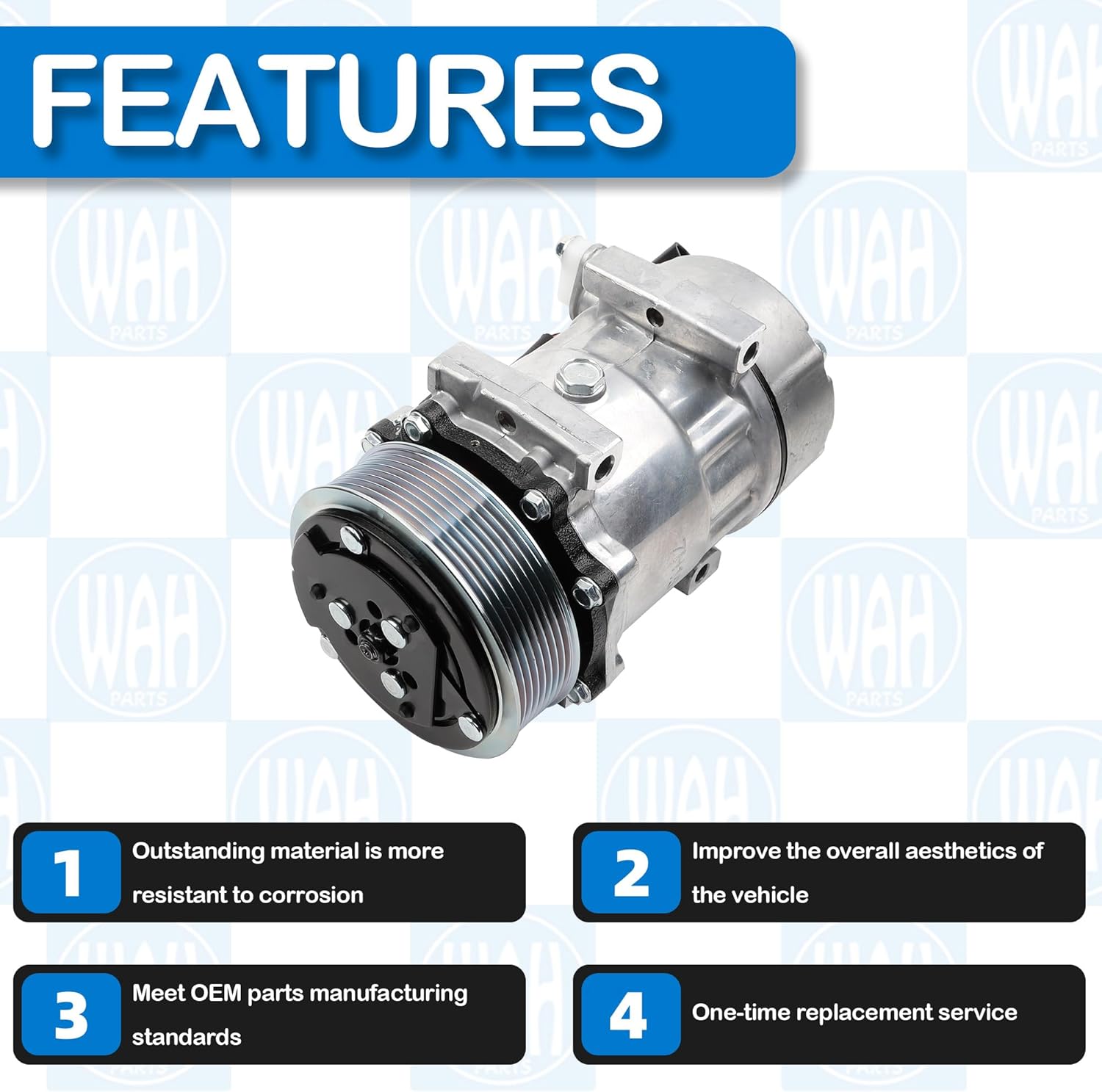 4034409C4 AC Compressor Compatible With 2014-2020 International Durastar 4300 4300LP 4400 MV607 Air Conditioning Compressor 4034409C1 4034409C2 4034409C3