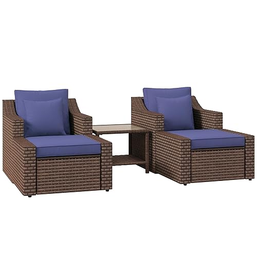 Outsunny 5 Piece Patio Furniture Set, All Weather PE Rattan