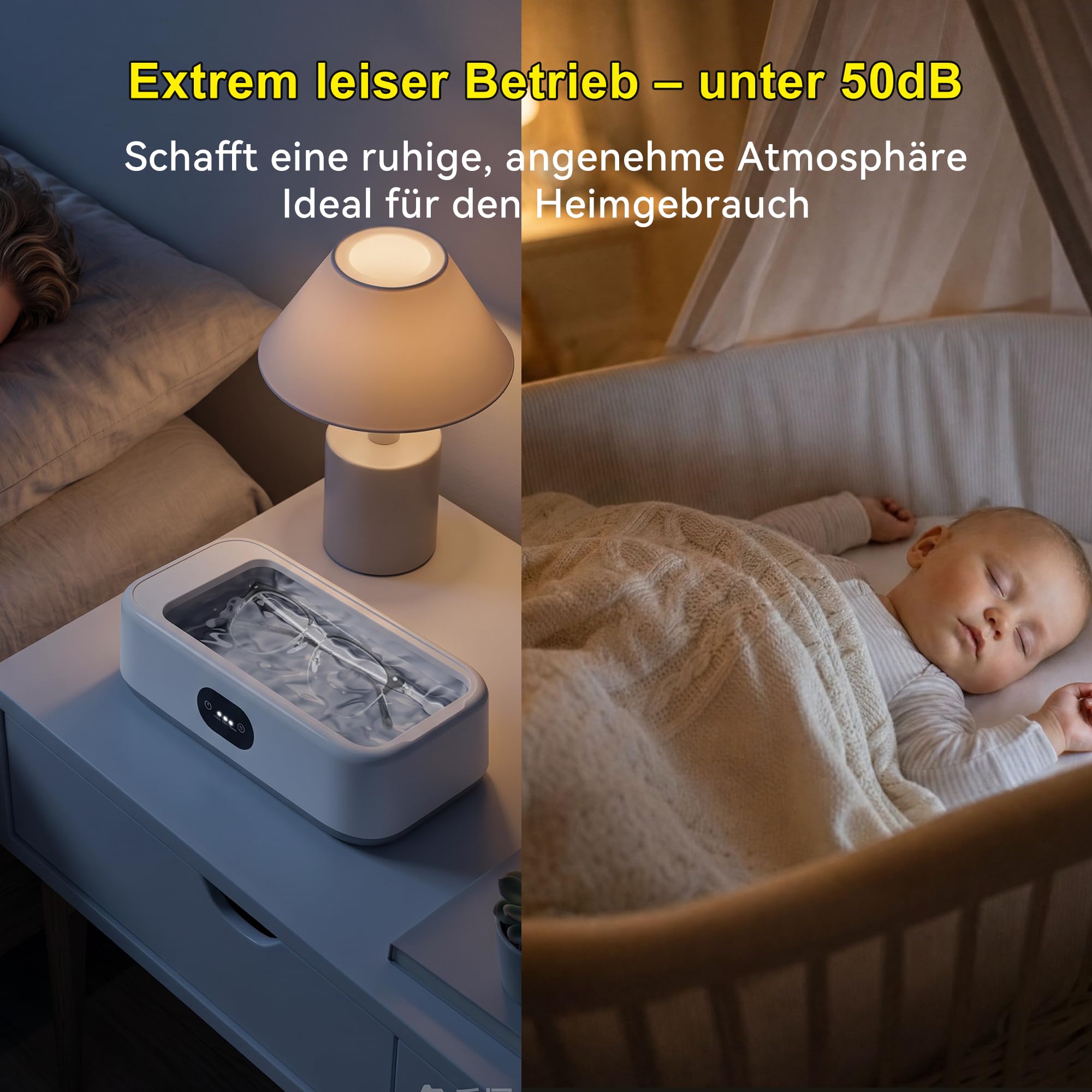 Ultraschallreinigungsgerät, Ultraschallreiniger 640ML für Brillen Schmuck | 49000Hz Ultrasonic Cleaner mit 3 Modi, Einfache Bedienung, Kompakt und Tragbar, Leiser Betrieb Sowie Effektive Reinigung