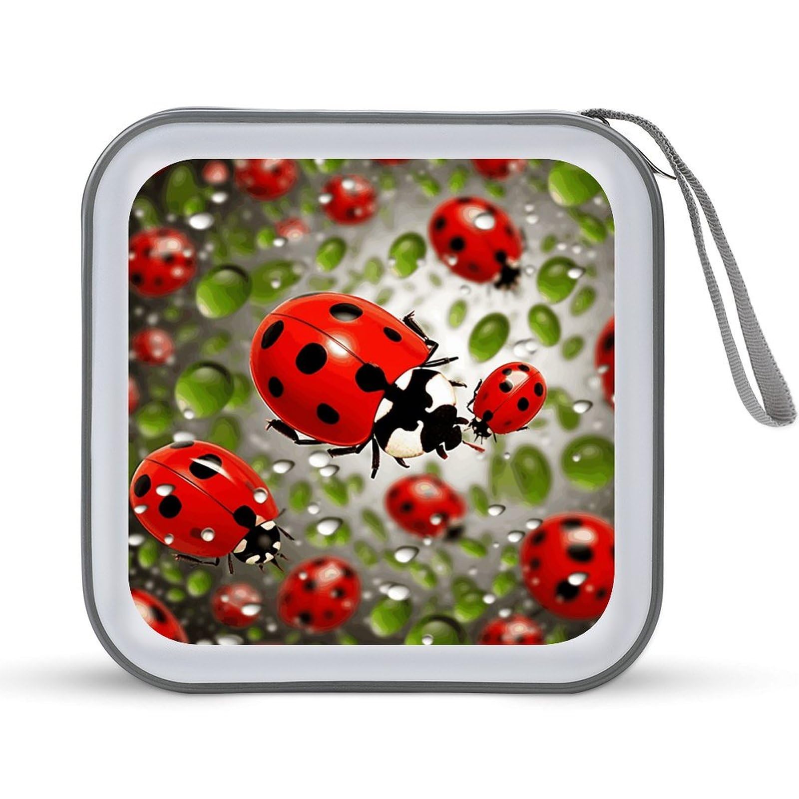 VstaDank Ladybug 40 Capacity CD Case with Zipper Disc Organizer, Portable CD Organizer Hard Plastic Storage CD DVD Organizer for Home Car Travel
