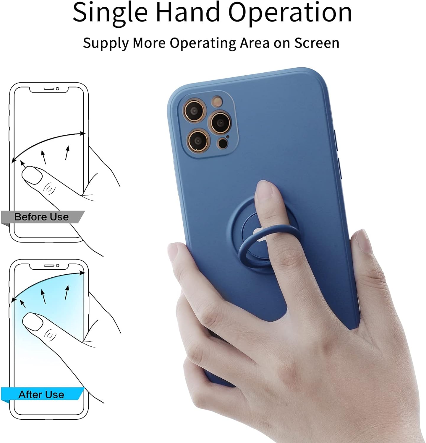 ICONFLANG Compatible with iPhone 12 Pro Max Case, Cover Fit for iPhone 12 Pro Max with 360° Ring Holder Kickstand Compatible with Magnetic Car Mount, Anti-Scratch 6.7 Inch Protective Case