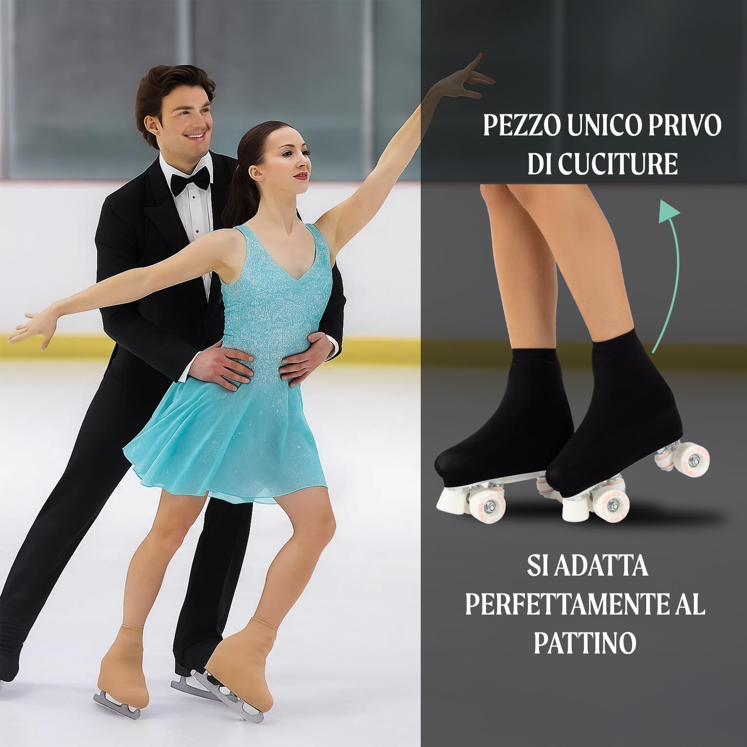CALZITALY Copripattini per Bambina e Donna, Protezione Pattini Bambina, Proteggi Skate Unisex 130 Denari, Taglia dalla 28 alla 42, Made in Italy