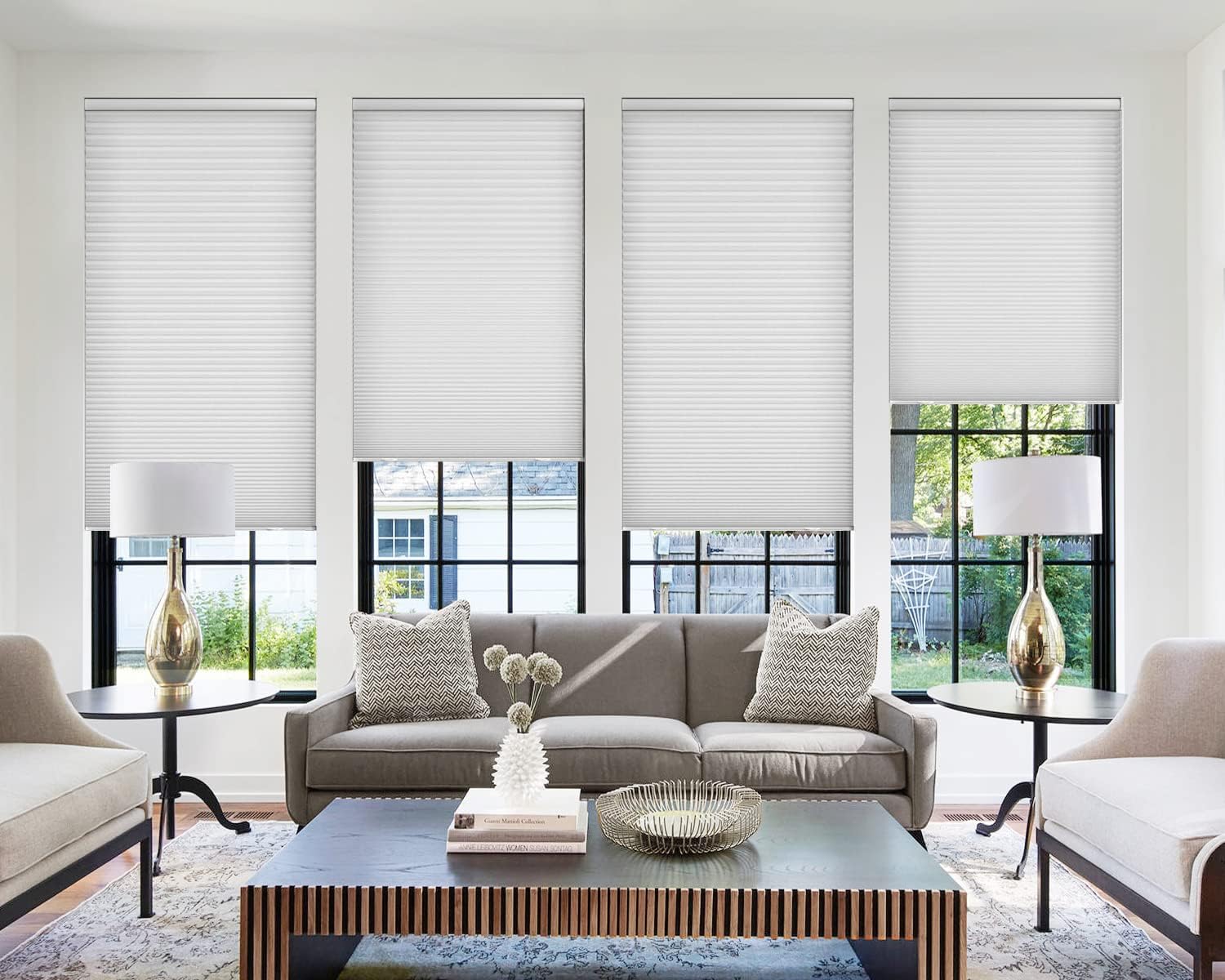 LazBlinds Cordless Cellular Shades, Custom Light Filtering 1.5 inch Honeycomb Shades Pleated Blinds for Windows, White
