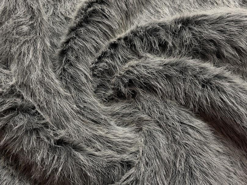 Tissu en fausse fourrure de luxe Gris cendré 5 m anti effilochage pour couverture