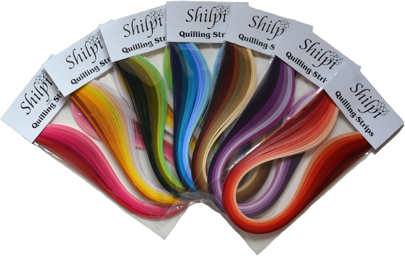 Shilpi Quilling Paper Strips, 7 Colour Families, 7 Packs, 700 Strips (Width 3mm) BigaMart