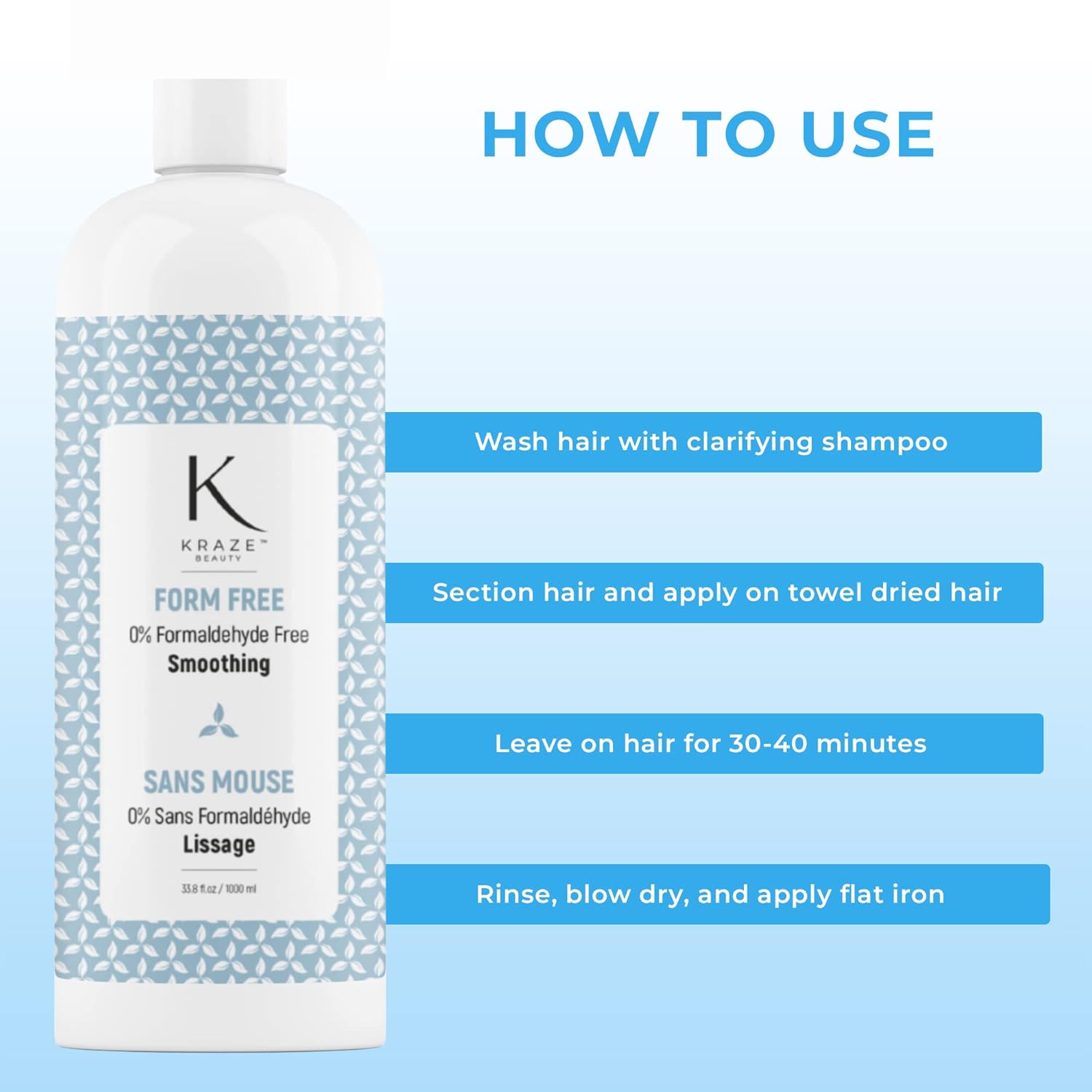 Formaldehyde Free Keratin Smoothing Hair Treatment - Straightening For Silky Smooth & Frizz Free Hair - 33.8 Fl.Oz
