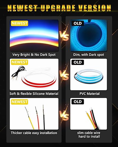 Vista 11 de YM E-Bright Señal de giro secuencial intermitente indicador LED DRL luz de freno de cola diurna para coches, SUV, motocicleta, exterior flexible