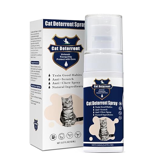 Cat Deterrent Spray - Safe Indoor & Outdoor Deterrent for Furniture Protection, Effective Training Aid with Natural Ingredients - Non-Toxic Anti-Scratch Formula (Blue, M)