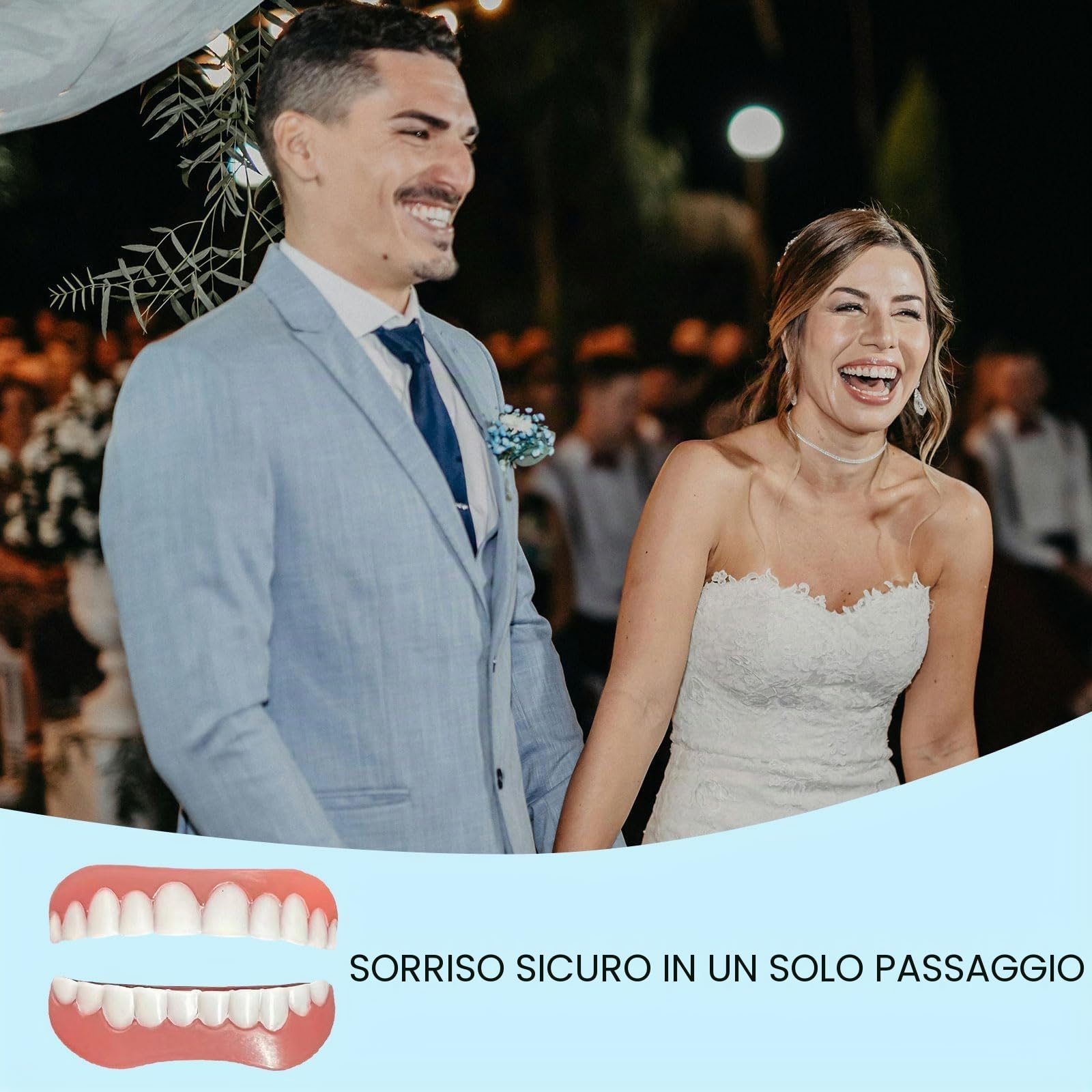 Dentiera Provvisoria Cosmetici 2 Paia Protesi Denti Removibili Denti Finti Da Applicare Da Soli Superiore E Inferiore, Faccette Dentali Estetiche Per Uomo Donna Sbiancante Denti Istantaneo