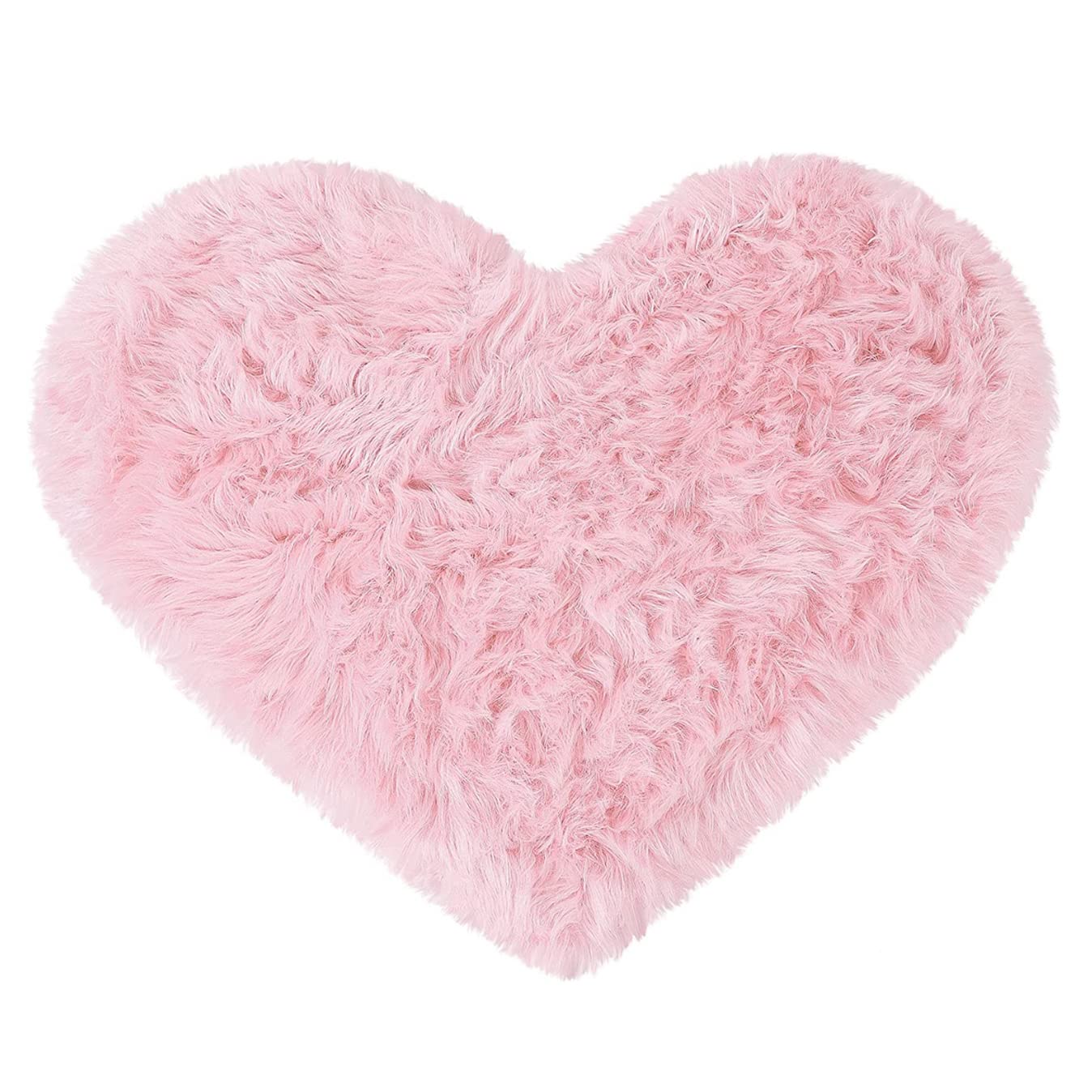 MEZON Heart Faux Fur Mat Soft Long Hair Kids Room Baby Photography Blanket Home Entrance Doormat Sofa Decorate Fluffy � 40x50 cm (Pink)-image-41