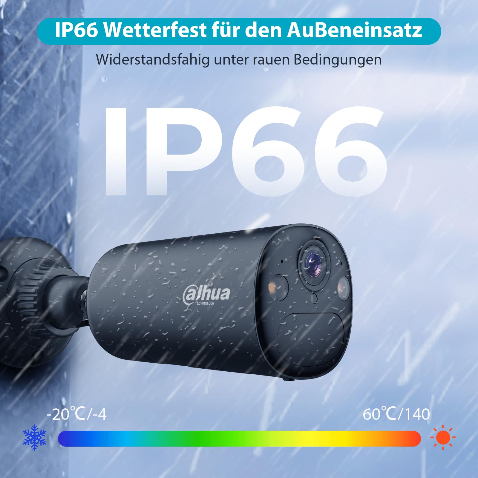 Dahua BF8C Überwachungskamera Aussen Solar 8MP mit 4K Ultra HD & 122° Blickfeld - Solar Kamera, WLAN Kamera Outdoor mit KI-Erkennung, Farbnachtsicht, IP66, Zwei-Wege-Audio, Schwarz