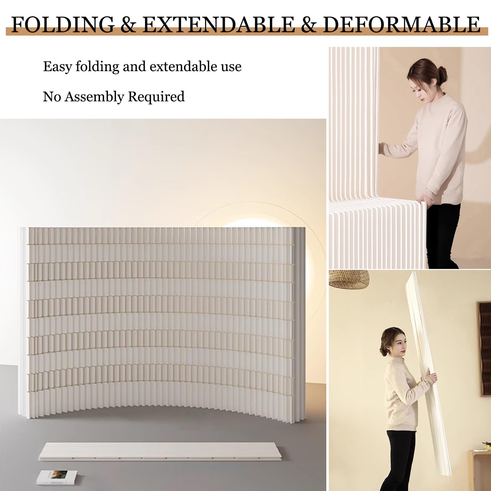 Biombo Separador Divisor De Habitación De Papel Kraft, Pantallas De Privacidad Plegables Para Oficina En Casa, Divisor De Habitación Retráctil De 6-16 Pies, Pared Decorativa Independiente(3x1.6 m/9.84