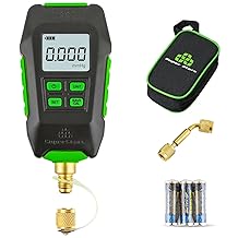 Super Stars Digital Micron Vacuum Gauge, 1/4 inch SAE, HVAC Pressure Tester with Alarm, Temp Compensation, LCD Backlit Display, 4 Units, Carrying Case Included