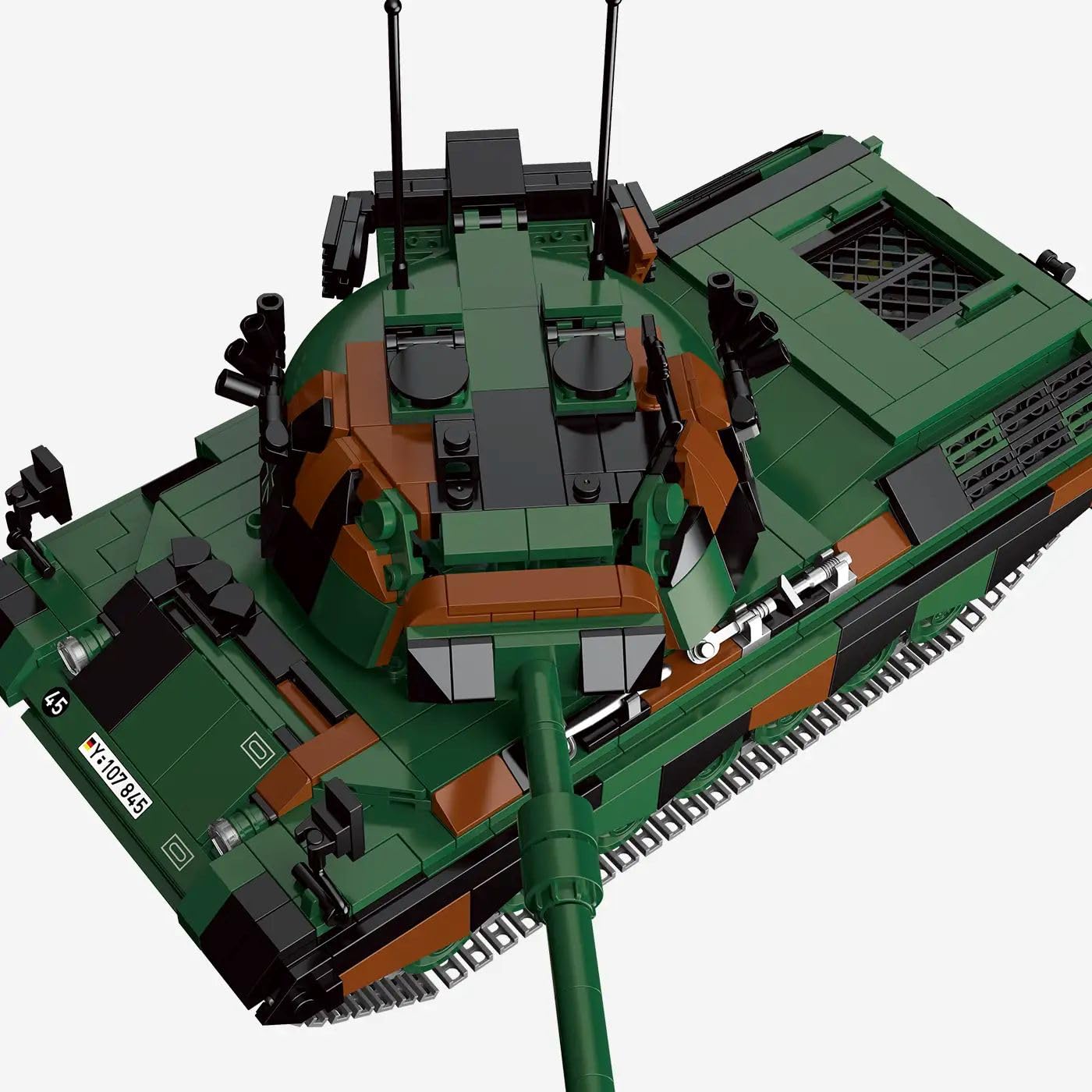 BlueBrixx Kampfpanzer Leopard 1 Bundeswehr, 1237 Klemmbausteine | Zwei Bordwaffen zur Wahl, drehbare Waffenanlage, abnehmbare und öffnbare Luken, 330 x 120 x 170 mm, Tarnoptik, 109770