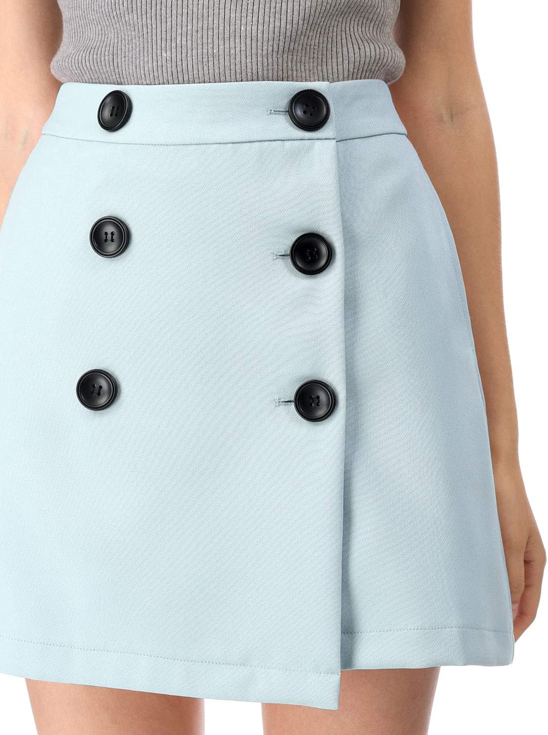 double button wrap mini skirt