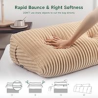 Vista 3 de Z-hom Almohada de cuña grande para cabecero triangular, almohada de lectura con una almohada enrollable para cama, sentado, dormir, cojín de Beige