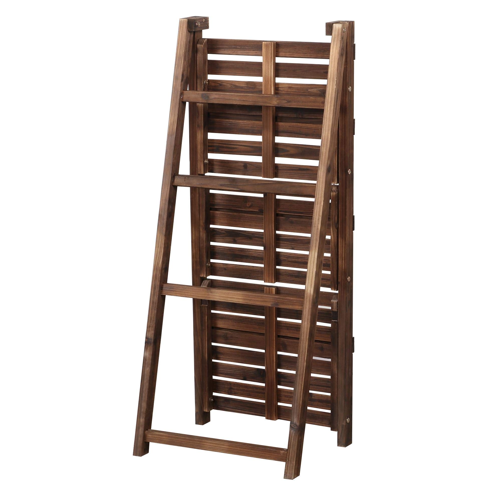 Yaheetech Leiterregal für Blumentöpfe 4-Ebenen Holz Pflanzenregal klappbar | Pflanzenständer Balkon, Blumentreppe Blumenständer für Indoor & Outdoor