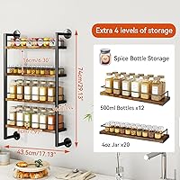 Vista 5 de IBUYKE Spice Rack Wall Mount,4 Tier Hanging Seasoning Organizer,Large Spice Rack for Wall for up to 50 Jars,Spice Organization for Kitchen
